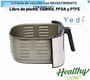 Yedi Evolution Freidora de Aire, 6,8 qt, acero inoxidable, cesta cerámica y accesorios - Imagen 2